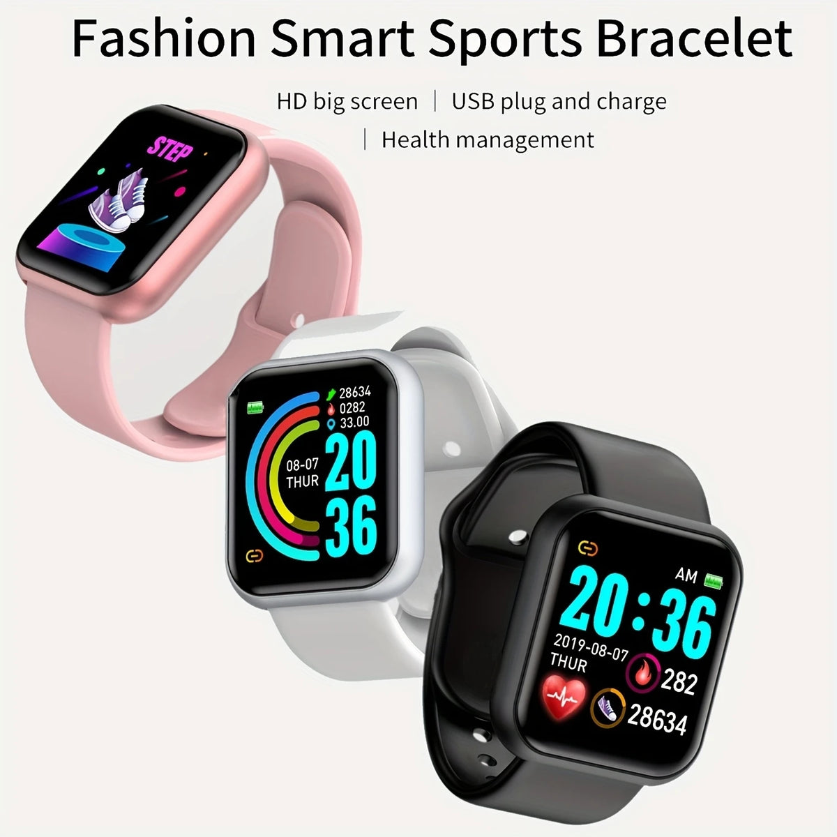 Y68 and 116Plus Fitness Smart Watch with Silicone Wristband, Circular Touch-Button Control and App Setup, Everyday Activity Tracking and Message Reminder References