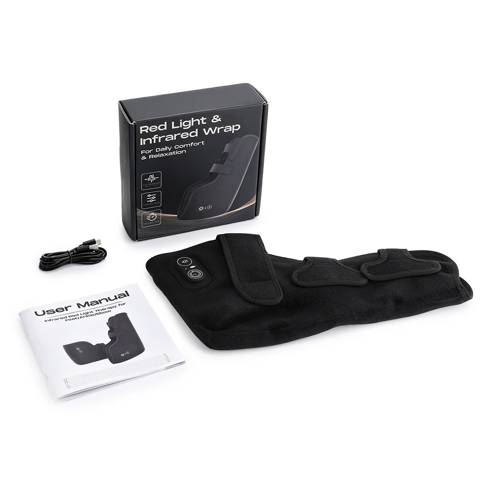 Wearable Red Light Heating Wrap Options for Wrist, Neck, Ankle and Hip, Adjustable Warmth with Model-Specific LED, Vibration and Power Features
