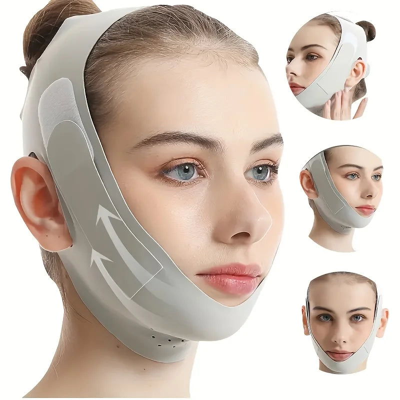Face Lift Band with Graphene Fiber, Washable Reusable Chin and Jawline Beauty Strap for At-Home Personal Care in Green or Purple
