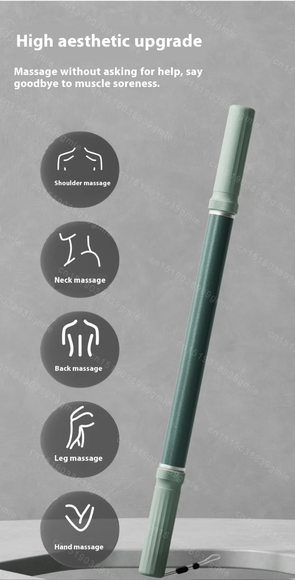 Yoga Fascia Massage Stick, 57cm Extended Handheld Muscle Roller in Green or Purple for Adult Fitness and Gentle Leg Massage Routines at Home