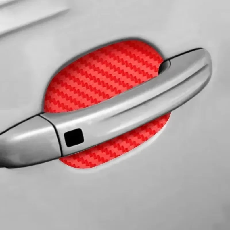 Car Door Handle Protection Stickers in Nine Colors, Four-Piece Adhesive Exterior Cover Set with Listed 8.5 x 6.8cm Size for Handle-Area Styling