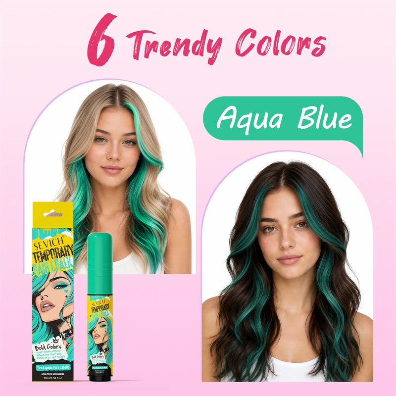 Temporary Hair Color Chalk for Washable Highlights, 10ml Single-Color and Six-Color Set Options for Halloween, Cosplay and Holiday Party Styling