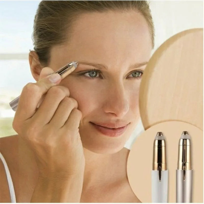 Illuminated Eyebrow Trimmer for Women, White USB Rechargeable Mini Facial Hair Shaver with ABS Body and Charging Cable for Home and Travel Touch-Ups