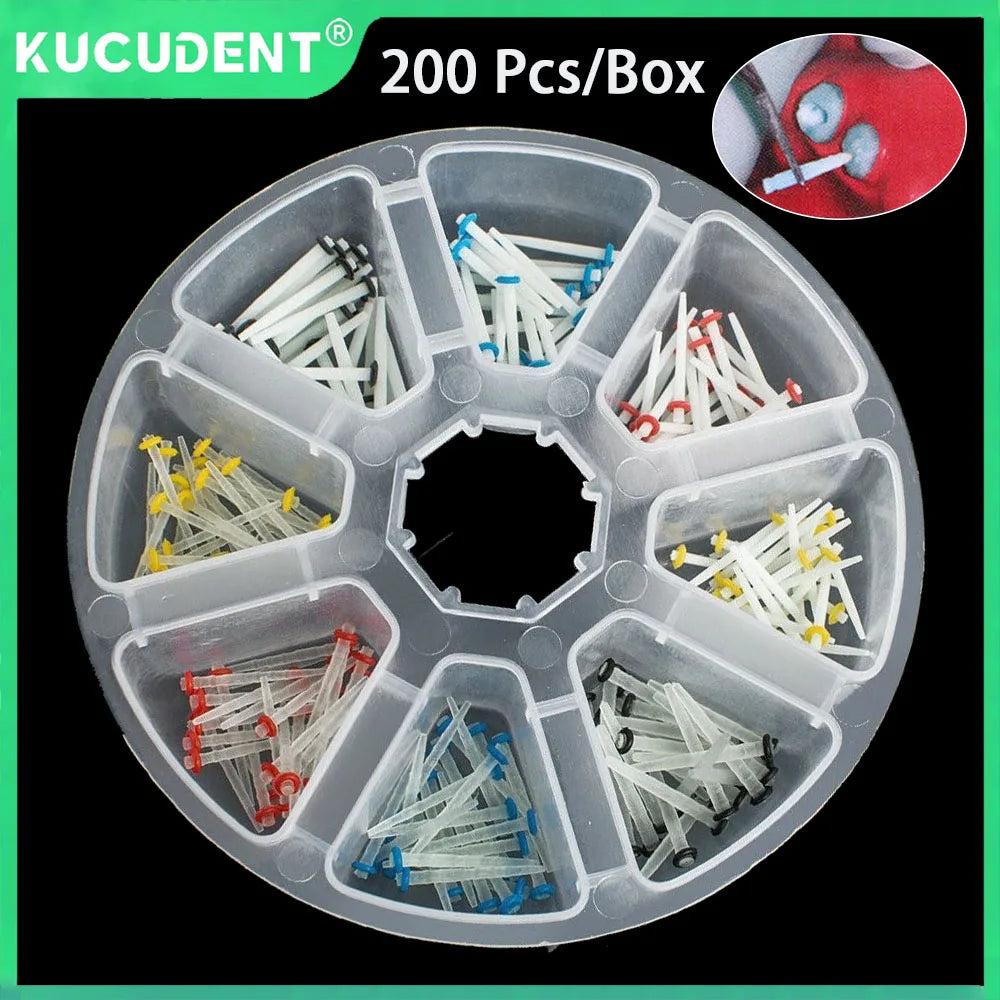 Dental Fiber Post Assortment, 200 Pieces per Box with Glass Straight and Quartz Screw Styles in Listed 1.2, 1.4, 1.6 and 1.8mm Sizes for Professional Selection