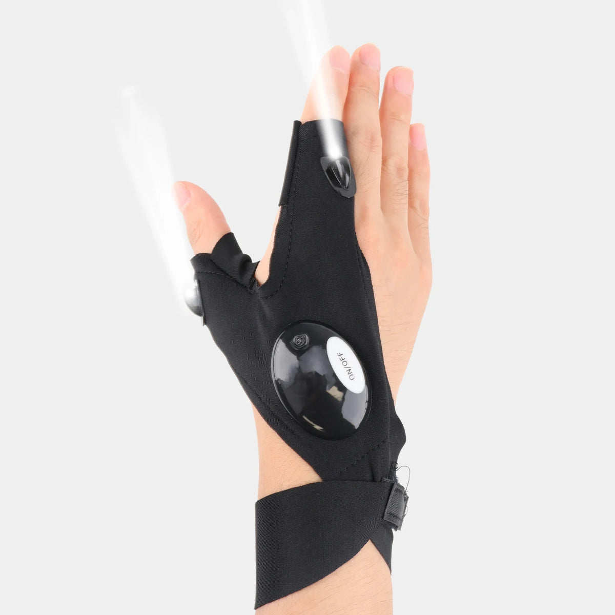 LED Flashlight Gloves with Adjustable Wrist Strap and Fingerless Design, Pair or Single Left and Right Hand Options for Adult Fishing, Camping and Repair Tasks