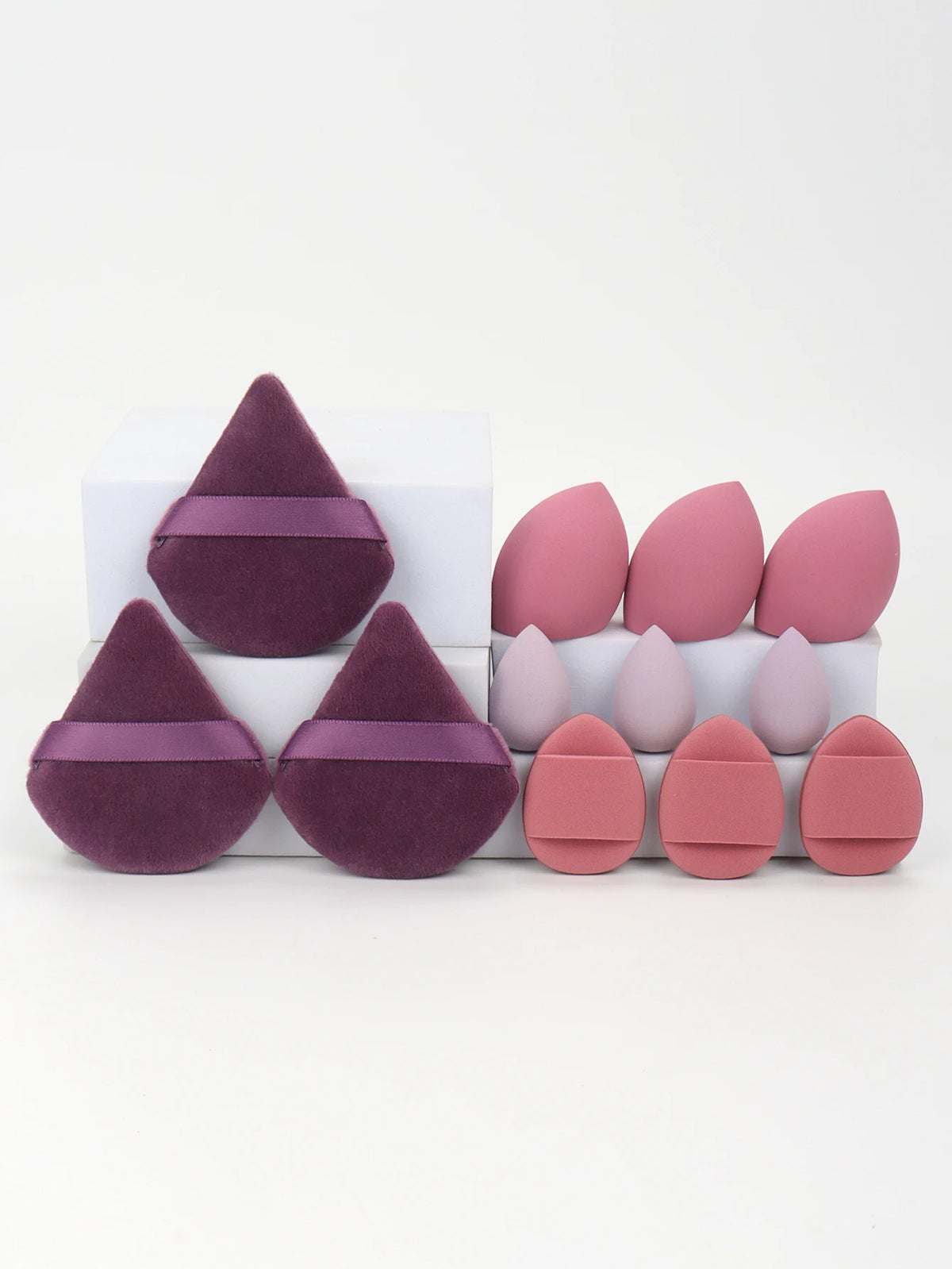 12-Piece Makeup Sponge and Powder Puff Set with Mini Air Cushion Puff and Beauty Egg References, 18 Color and Style Labels for Adult Cosmetic Application