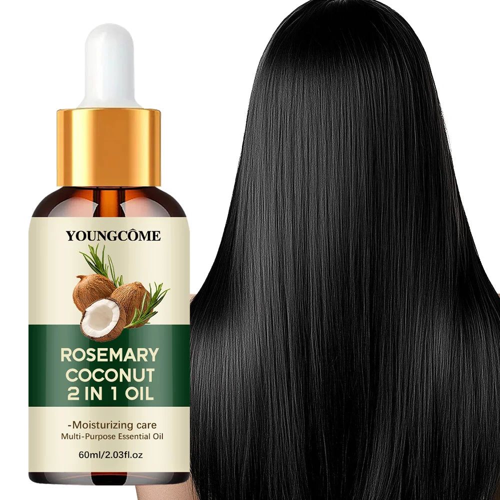 Rosemary Hair Oil with Coconut Oil Reference, 40ml Single, 60ml Single or Three-Piece 60ml Options for Label-Guided Cosmetic Hair and Scalp Care Routines