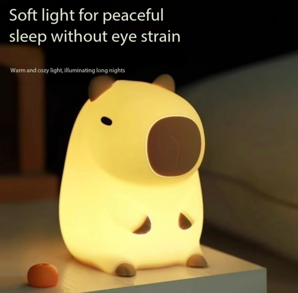 Switch Operated Capybara Lamp with Yellow Light Option, Compact 110 x 100 x 80mm Decorative Night Light with Three LR44 Batteries for Adult Desk and Bedroom Decor