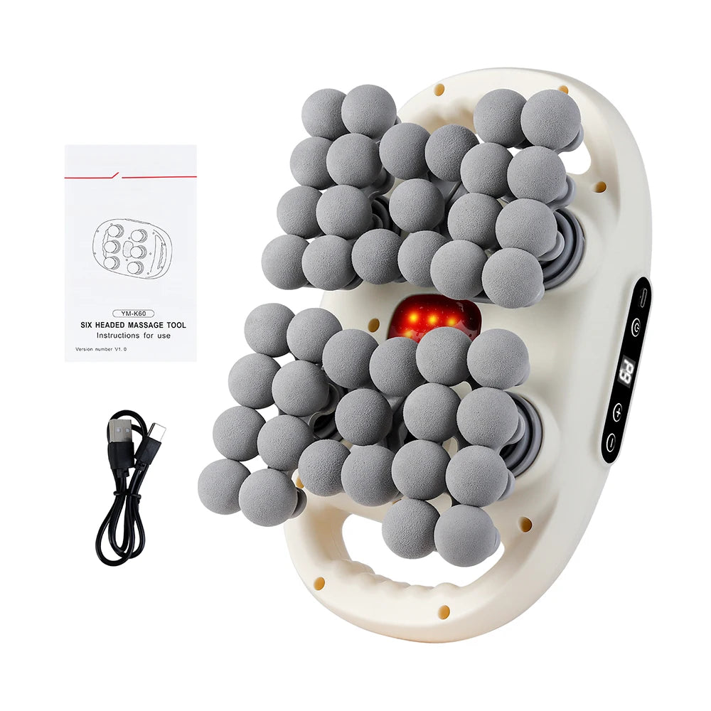 42-Head Body Massage Gun with Nine Modes and Nine Intensity Levels, Listed 2000mAh Battery, Type-C Charging and 10-Minute Timer in White or Black