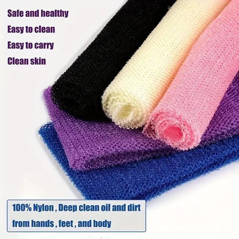 African Exfoliating Bath Sponge with Double-Sided Mesh Washcloth Texture, Single Body and Back Shower Scrubber in Seven Color Options for Home and Travel