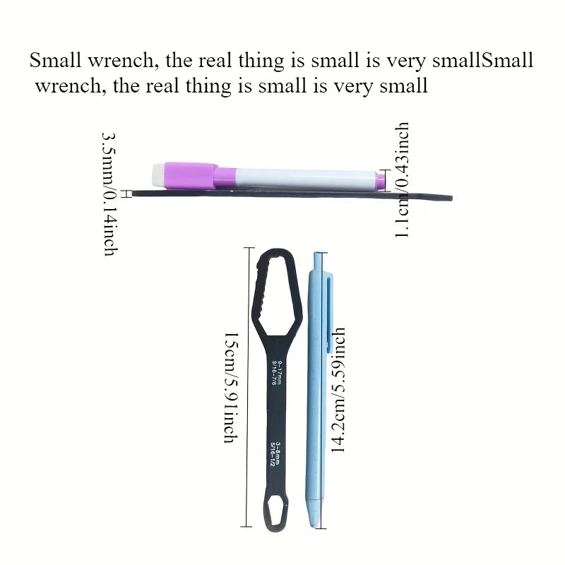 Double Ended Adjustable Wrench in Black, Single Manual Spanner with Listed 3-17mm Self-Tightening Range for Compatible Nuts and Household Repair Tasks