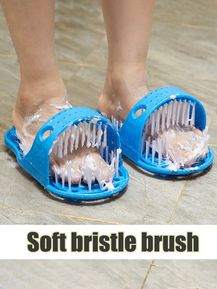 Shower Foot Scrubber Slipper with Suction Cup Base and Detachable Pumice Stone, Blue Foot Washing Brush in 1 or 2 Piece Options for Home Care