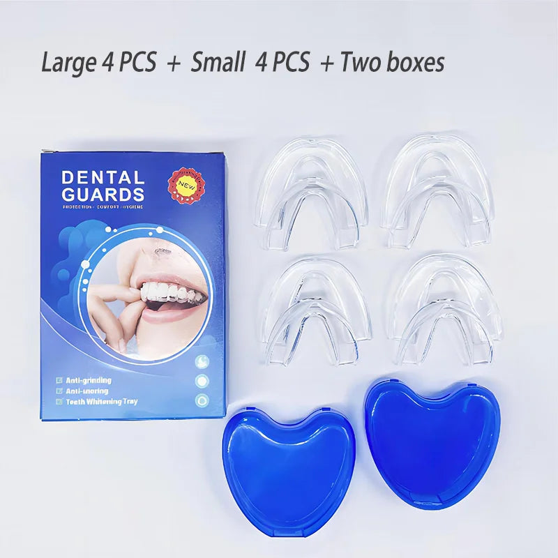 EVA Thermoplastic Dental Trays, Transparent Braces-Style Oral Appliances with Eight A-H Option Labels for Professional Dental Suitability and Fit Review