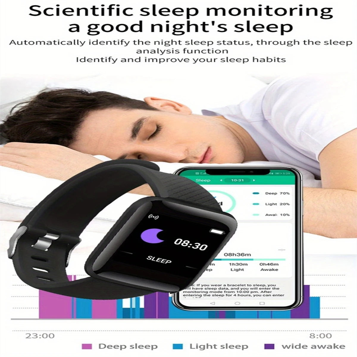 Y68 and 116Plus Fitness Smart Watch with Silicone Wristband, Circular Touch-Button Control and App Setup, Everyday Activity Tracking and Message Reminder References