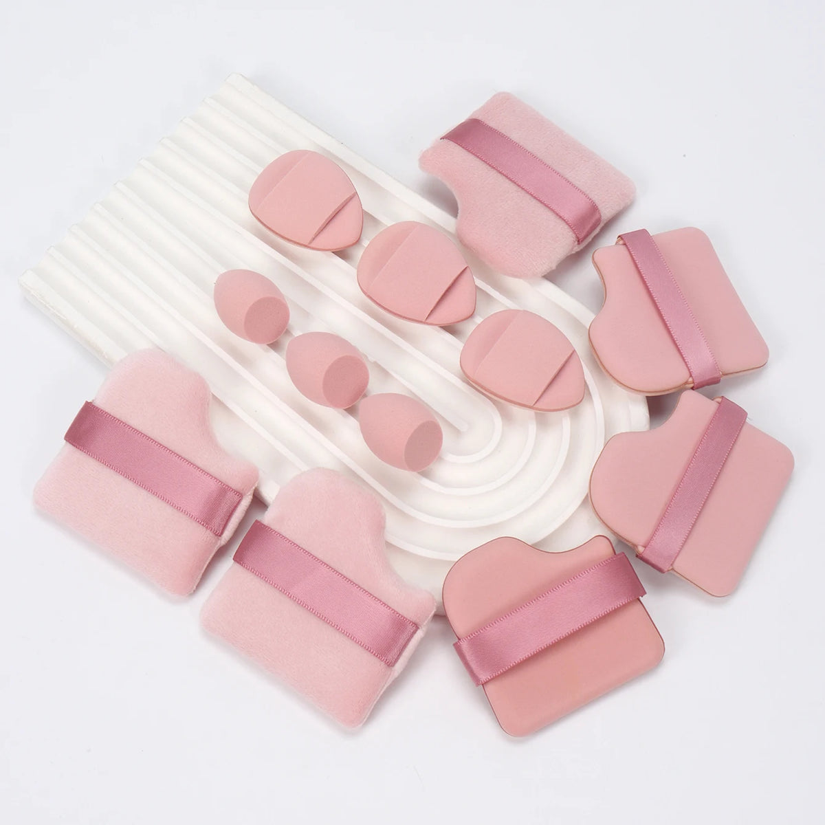 12-Piece Makeup Sponge and Powder Puff Set with Mini Air Cushion Puff and Beauty Egg References, 18 Color and Style Labels for Adult Cosmetic Application