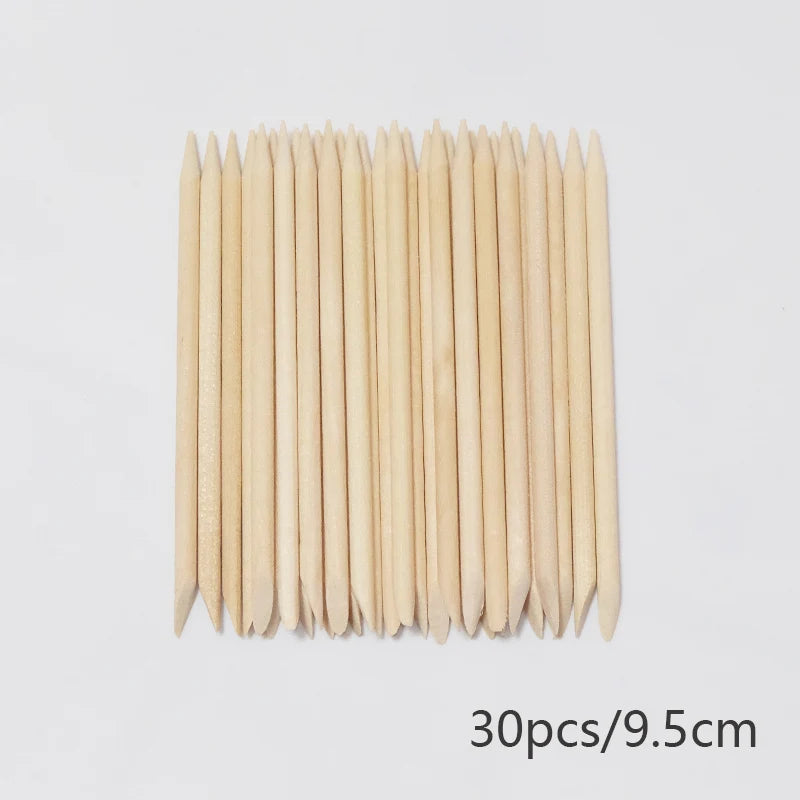 Wooden Cuticle Pusher Sticks by Lurayee, 7.5 to 15cm Length Options for Nail Art Detailing, Rhinestone Placement and Manicure Sticker Application