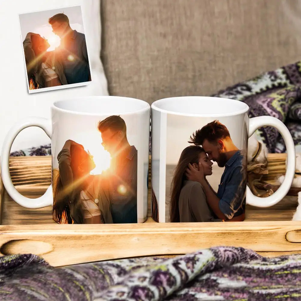 Custom Photo Coffee Mug in Ceramic with 2 or 3 Picture Options, Single 11oz Keepsake Cup for Mother's Day, Anniversary and Housewarming Gifts