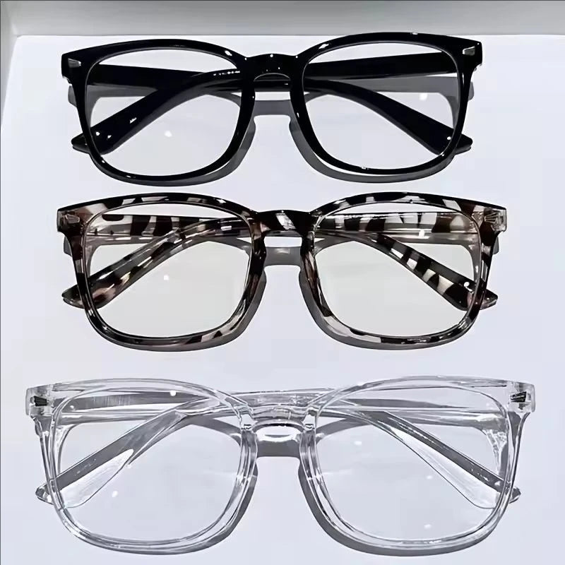 Minimalist Square Clear Lens Glasses with Acrylic Lenses and Lightweight Plastic Frames, Unisex Casual Eyewear in Black or BlackTransparentDemi Options