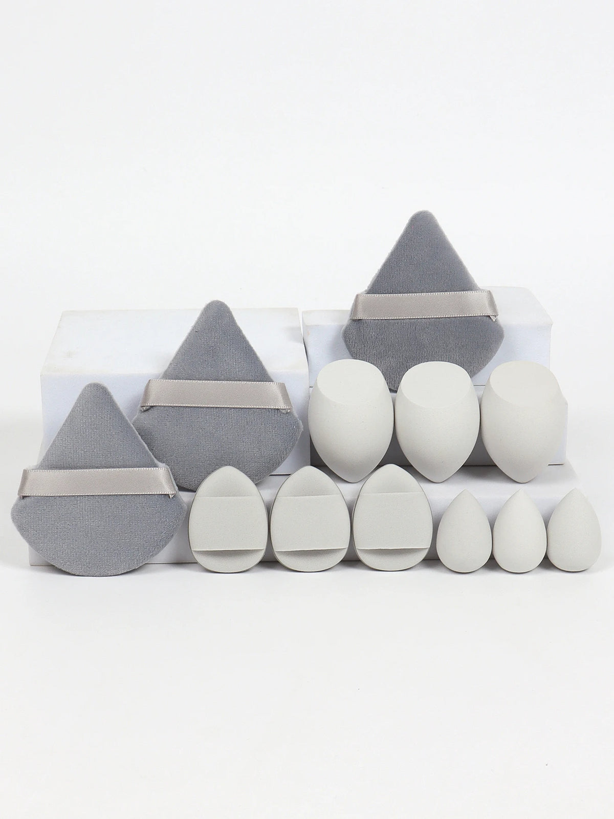 12-Piece Makeup Sponge and Powder Puff Set with Mini Air Cushion Puff and Beauty Egg References, 18 Color and Style Labels for Adult Cosmetic Application