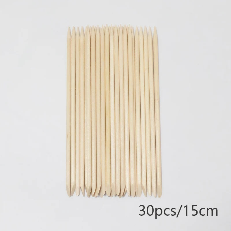 Wooden Cuticle Pusher Sticks by Lurayee, 7.5 to 15cm Length Options for Nail Art Detailing, Rhinestone Placement and Manicure Sticker Application