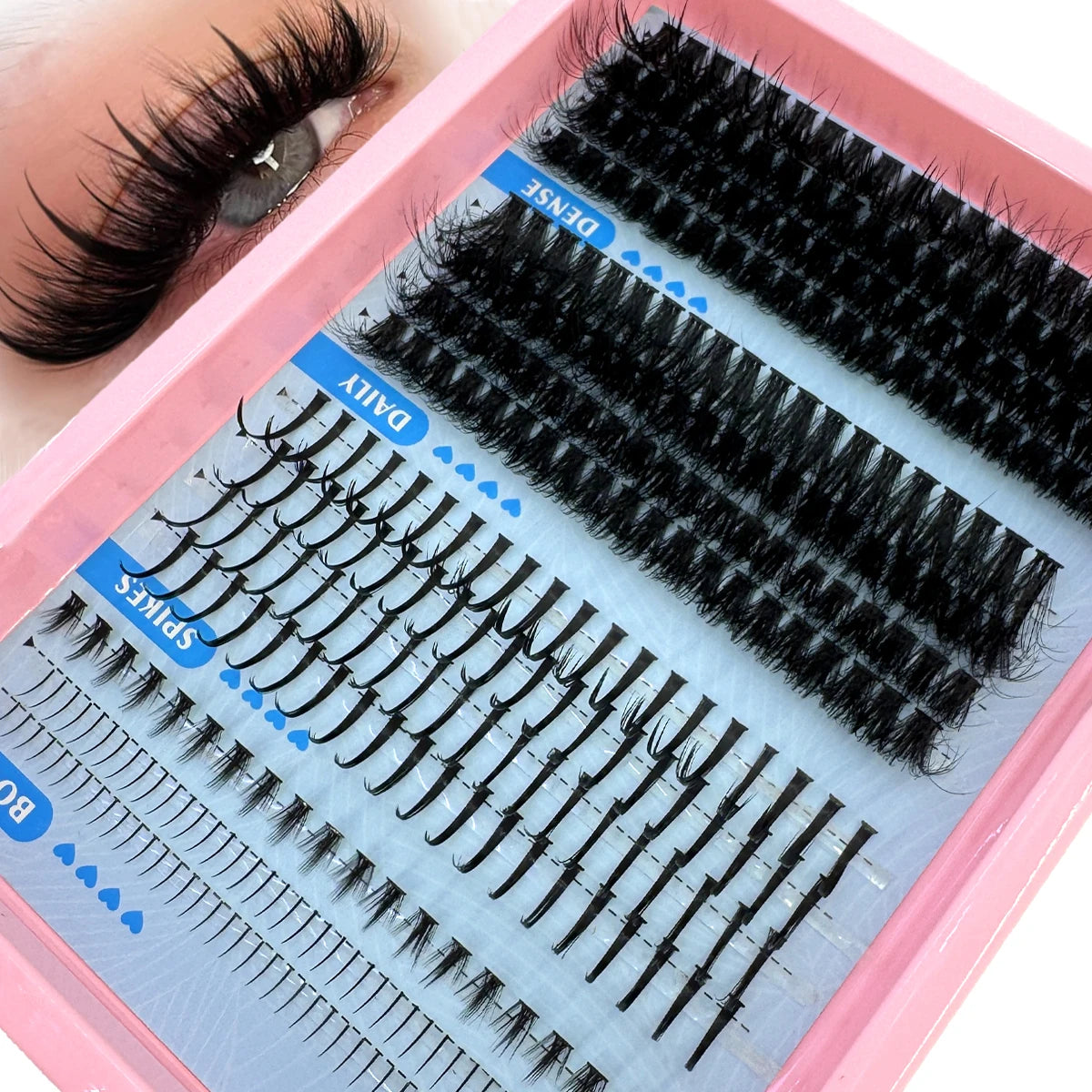 Multi-Row Lash Clusters and Spikes with Manga Style Options, 14, 15, 16 and 30-Row Labels Across 22 Selections for Adult Creative Eye Makeup Looks