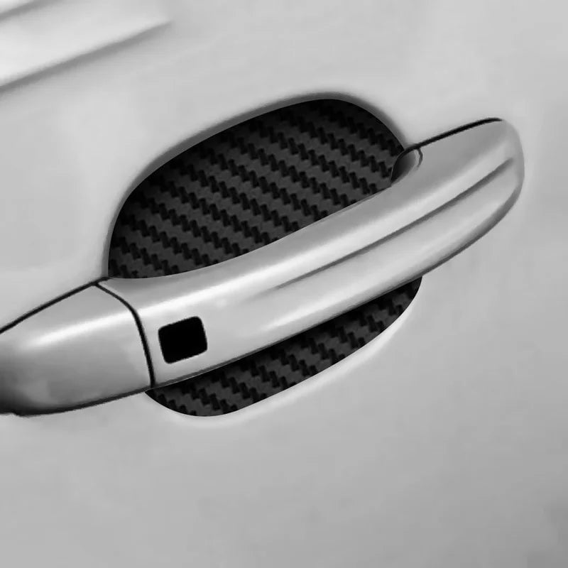 Car Door Handle Protection Stickers in Nine Colors, Four-Piece Adhesive Exterior Cover Set with Listed 8.5 x 6.8cm Size for Handle-Area Styling