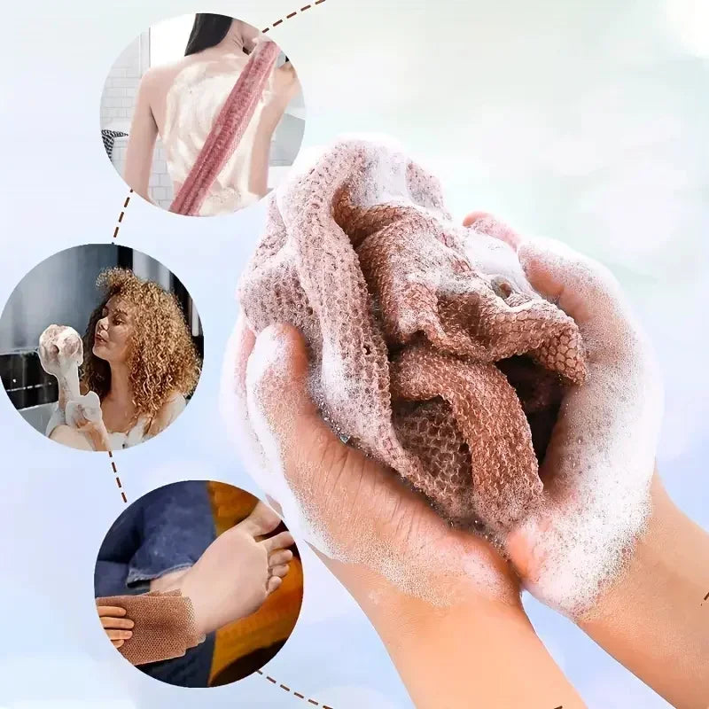 African Exfoliating Bath Sponge with Double-Sided Mesh Washcloth Texture, Single Body and Back Shower Scrubber in Seven Color Options for Home and Travel
