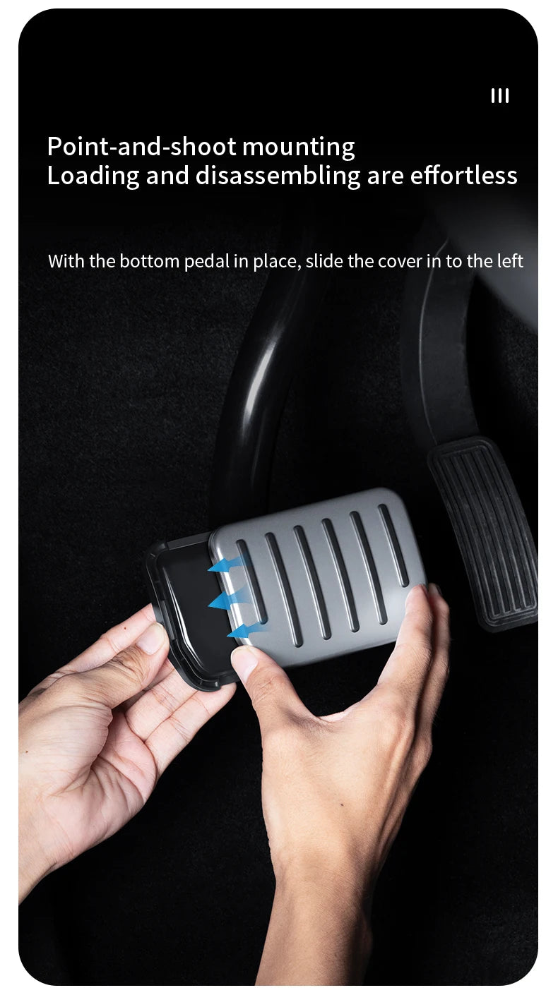 Tesla Pedal Covers by TESY in Black or Silver, Accelerator and Brake Pedal Styling with Slide-Rail Buckle Design for Compatible Model 3, Y and YL Vehicles