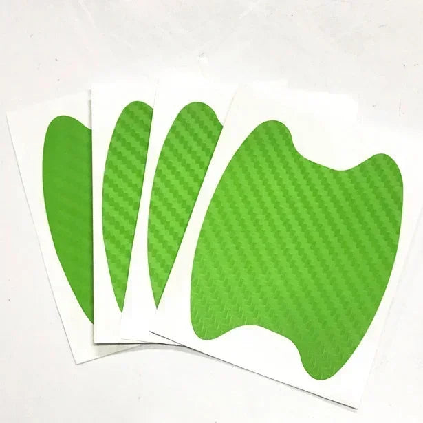 Car Door Handle Protection Stickers in Nine Colors, Four-Piece Adhesive Exterior Cover Set with Listed 8.5 x 6.8cm Size for Handle-Area Styling