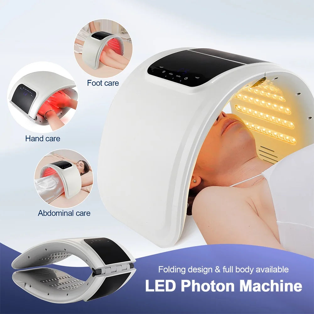 Seven-Color LED Skin Care Device with 100 LEDs, Foldable ABS Design and Touch Controls, Separate Spray or No-Spray Versions with Four Plug Options