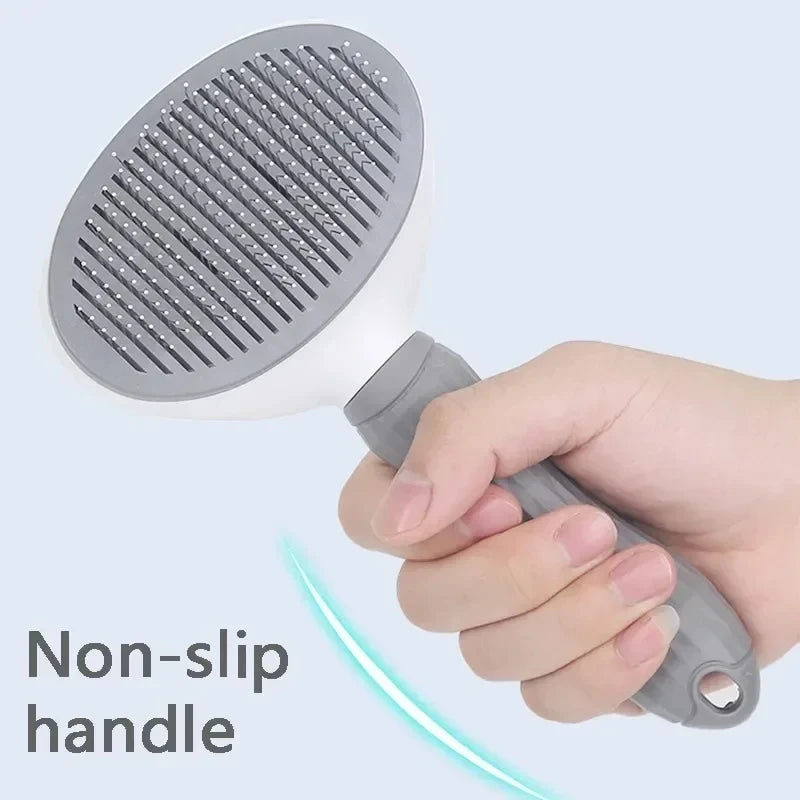 Self-Cleaning Pet Slicker Brush for Dogs and Cats, Stainless Steel Pin Grooming Tool with PP Body for Loose Hair Removal in Gray, Pink or Blue