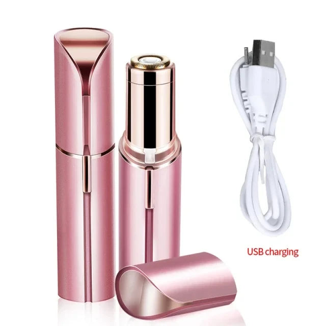 Facial Hair Remover for Women, Portable Mini Electric Shaver for Peach Fuzz, Upper Lip and Chin with USB or Dry-Cell Power Options