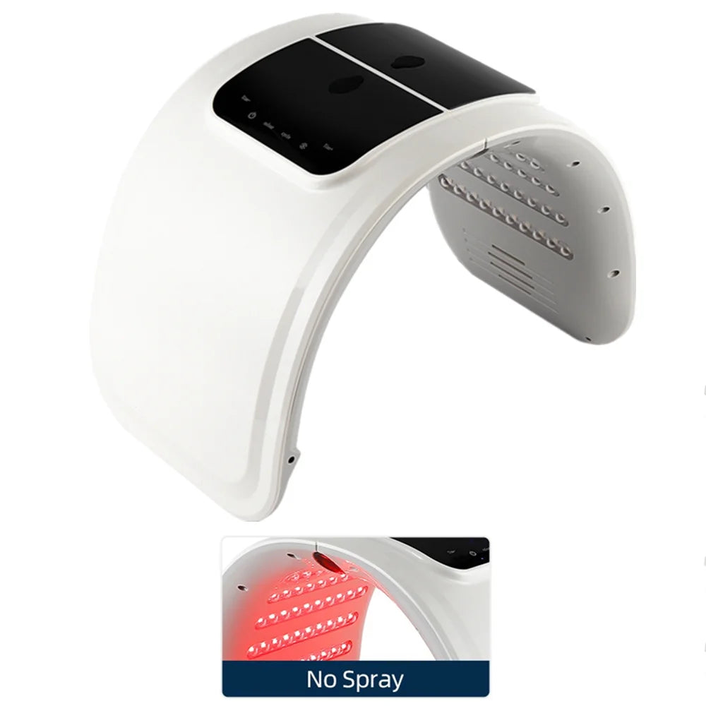 Seven-Color LED Skin Care Device with 100 LEDs, Foldable ABS Design and Touch Controls, Separate Spray or No-Spray Versions with Four Plug Options