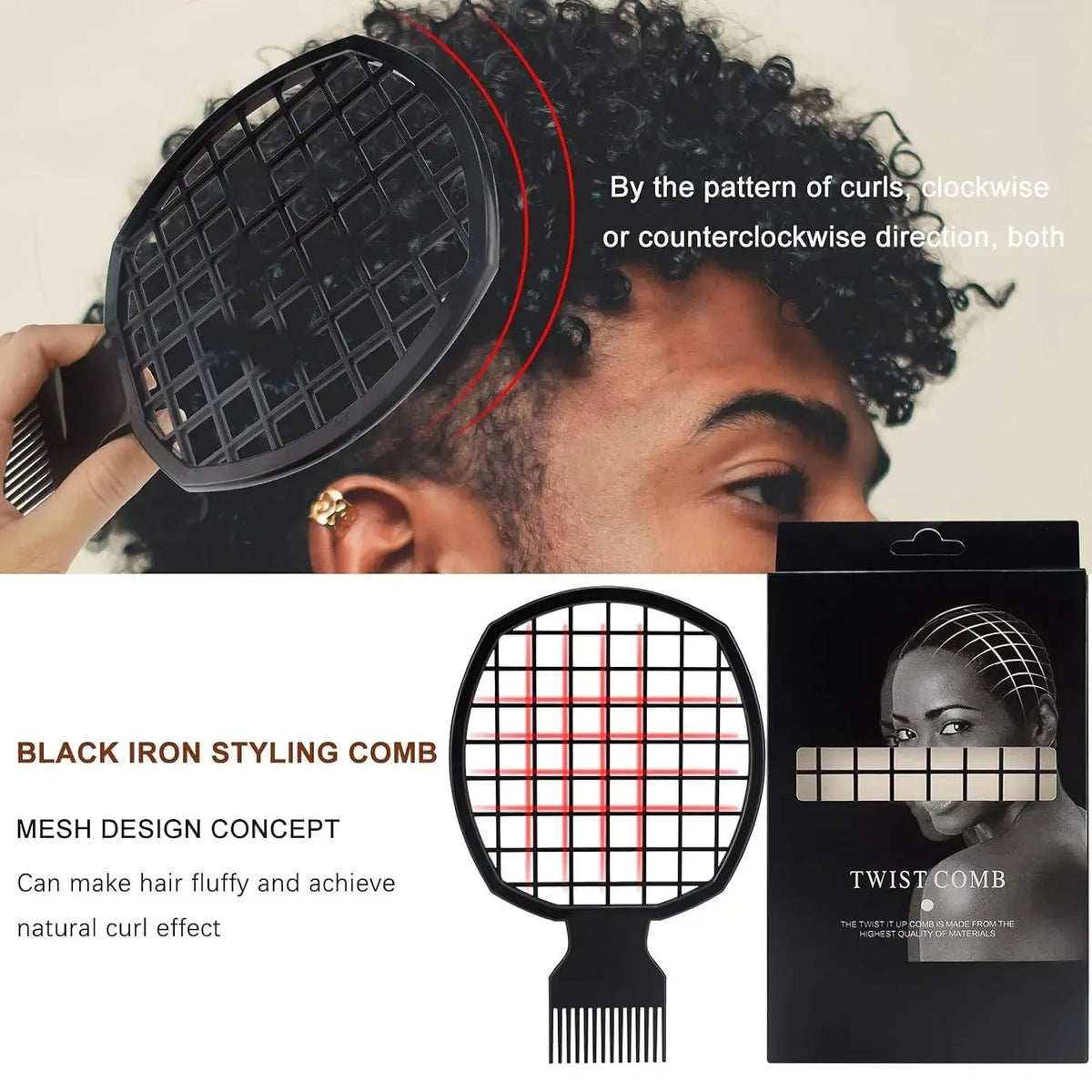 Hair Twisting Sponge Set for Men and Women, Curling Combs and Styling Tools for Textured Hair Grooming with Ten Coded Style Options