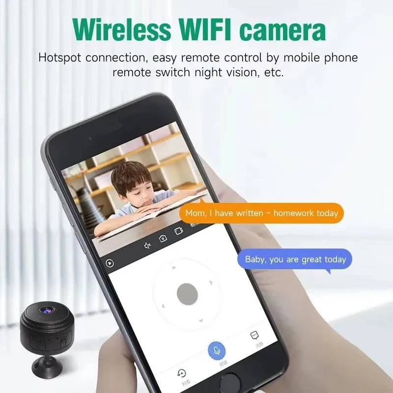 Mini WiFi Monitoring Camera in White or Black for Everyday Home Observation and Pet Check-Ins, Wireless Video Camera with Listed Recording Function