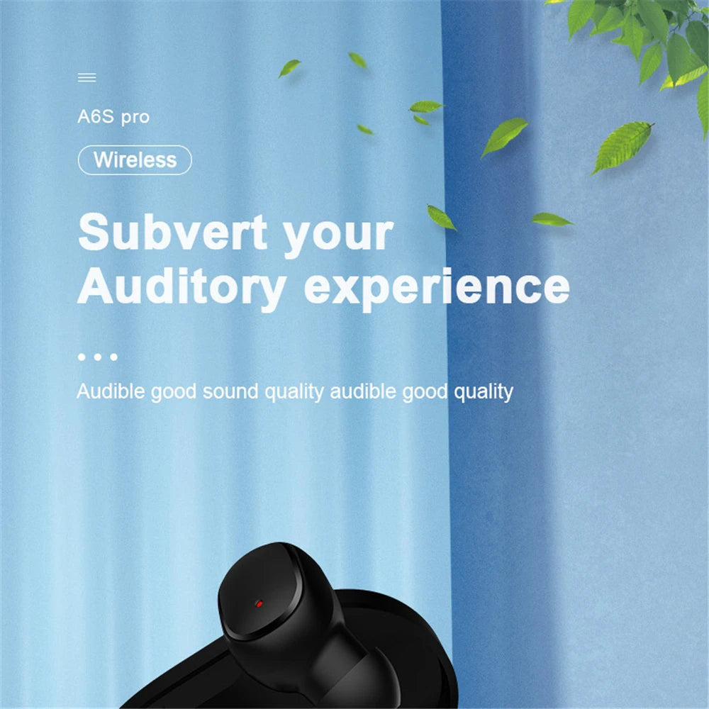 A6S Wireless Bluetooth Earphones, Bluetooth 5.0 Stereo Audio with Touch Control and Five Color Options for Compatible Phone Music and Everyday Calls