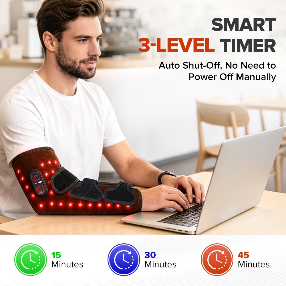 Wearable Red Light Heating Wrap Options for Wrist, Neck, Ankle and Hip, Adjustable Warmth with Model-Specific LED, Vibration and Power Features