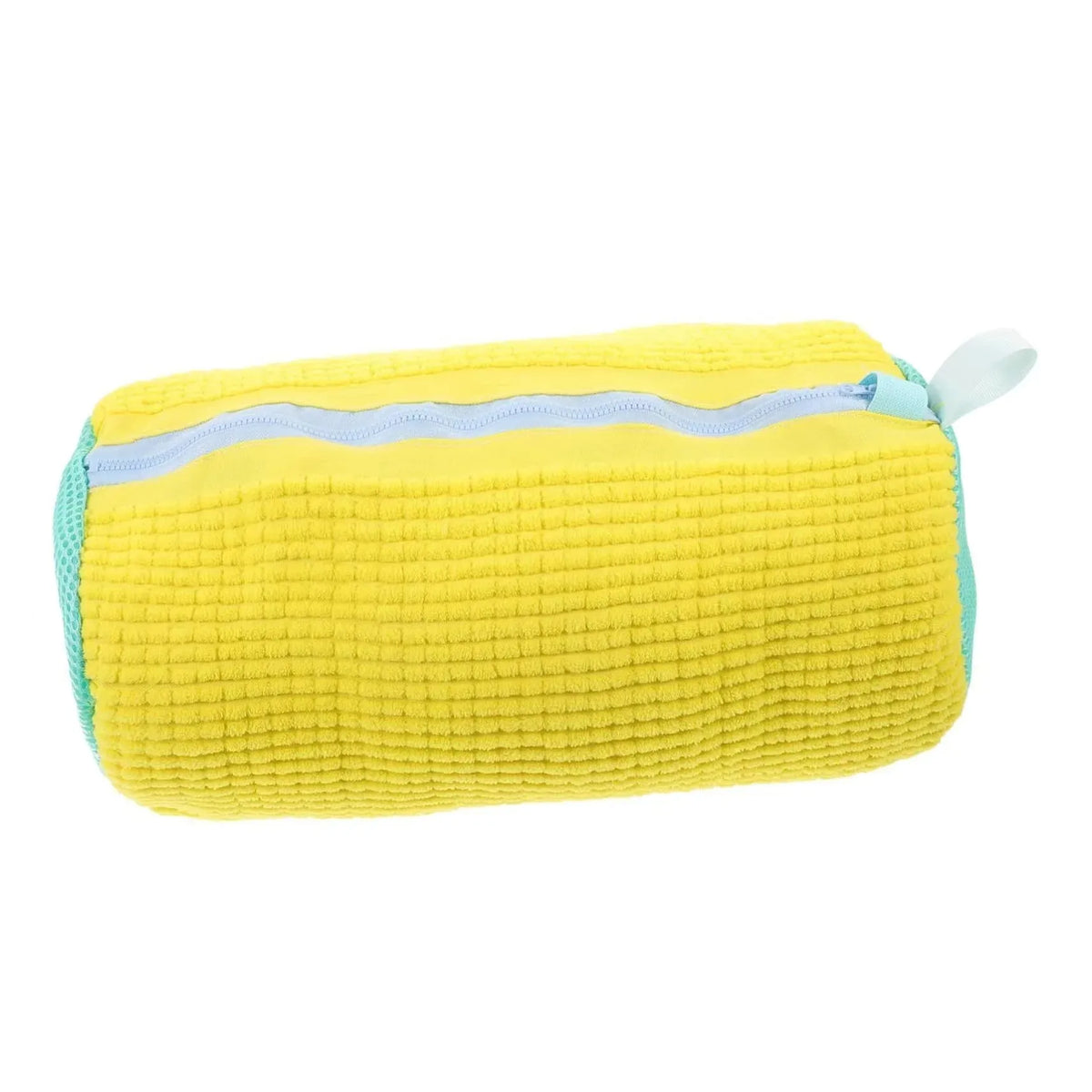 Padded Shoe Washing Bag in Polyester with Fluffy Fiber and Net Design, Single Laundry Accessory in 39X19 Gray or Yellow for Compatible Machine-Washable Footwear