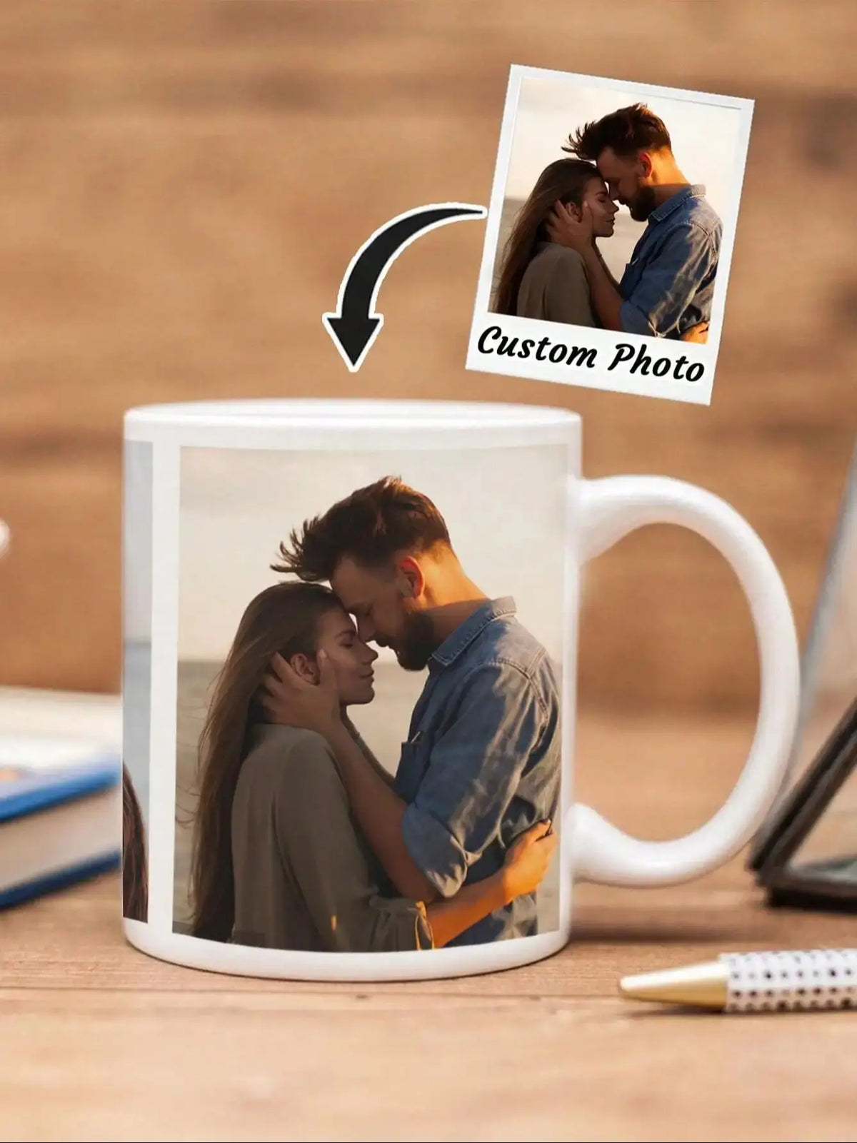 Custom Photo Coffee Mug in Ceramic with 2 or 3 Picture Options, Single 11oz Keepsake Cup for Mother's Day, Anniversary and Housewarming Gifts