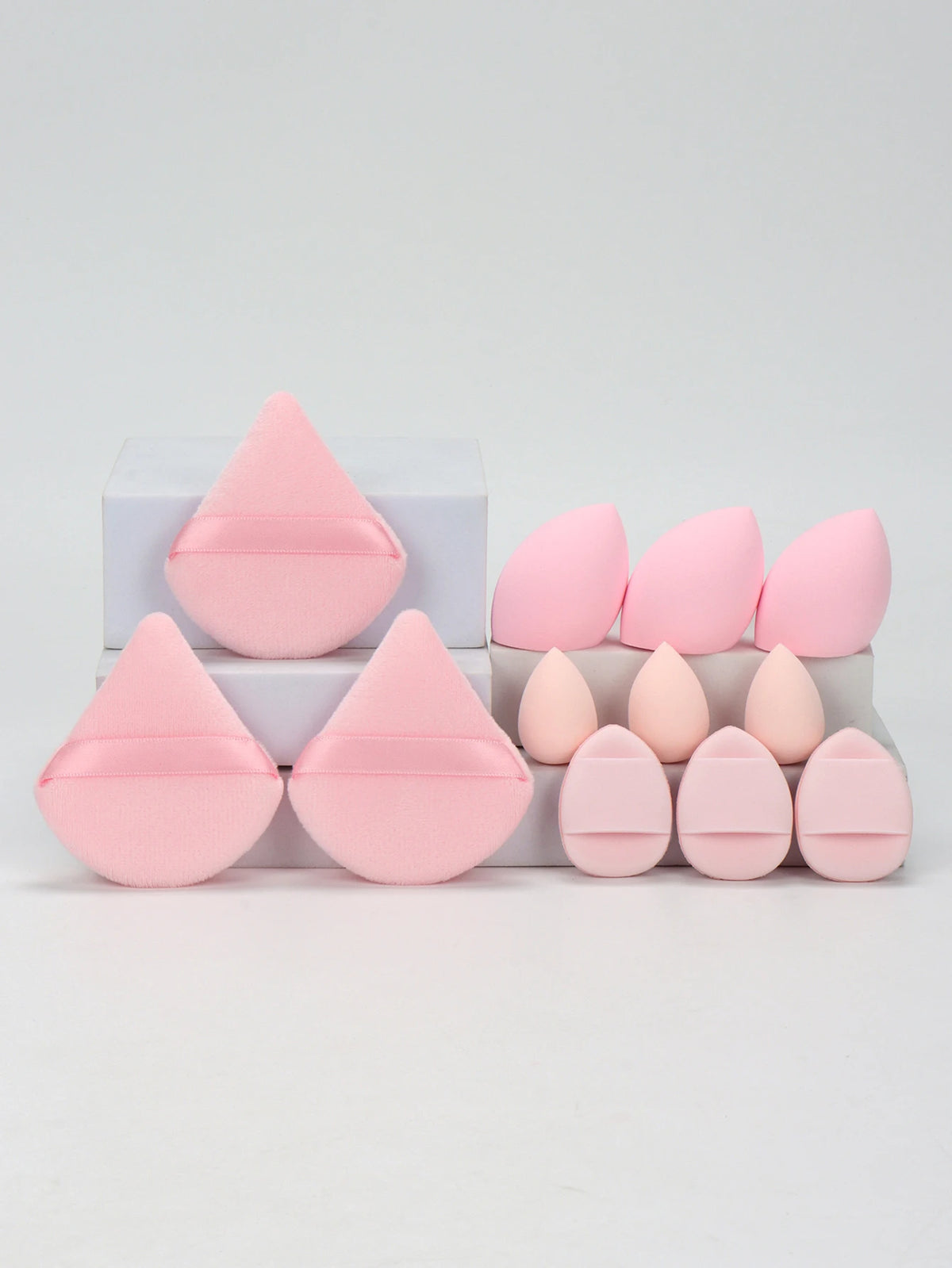 12-Piece Makeup Sponge and Powder Puff Set with Mini Air Cushion Puff and Beauty Egg References, 18 Color and Style Labels for Adult Cosmetic Application