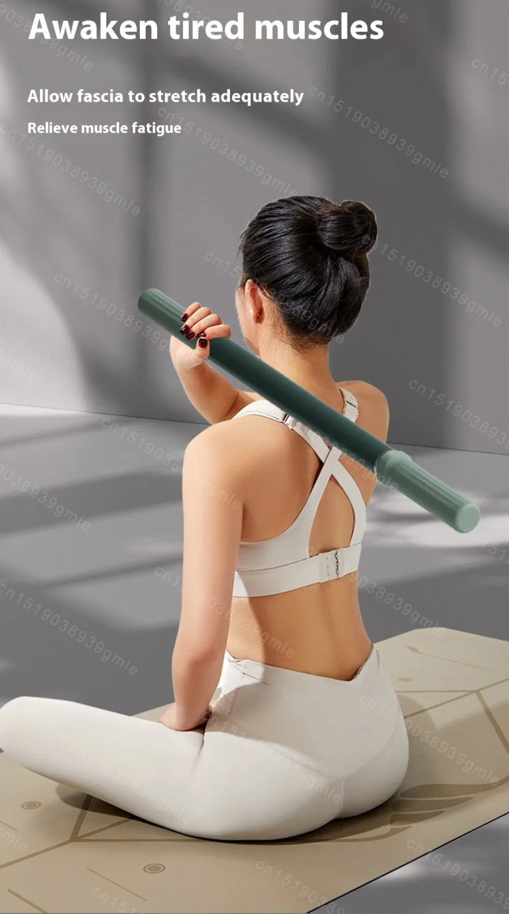 Yoga Fascia Massage Stick, 57cm Extended Handheld Muscle Roller in Green or Purple for Adult Fitness and Gentle Leg Massage Routines at Home