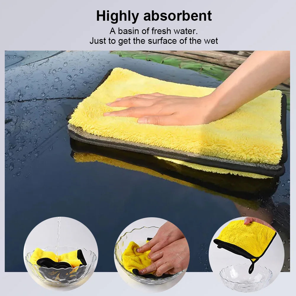 Car Detailing Microfiber Towels in Yellow, Soft Absorbent Polyester Cleaning Cloths with T054 and T056 Options in 1, 3 or 5 Pieces for Vehicle and Window Care