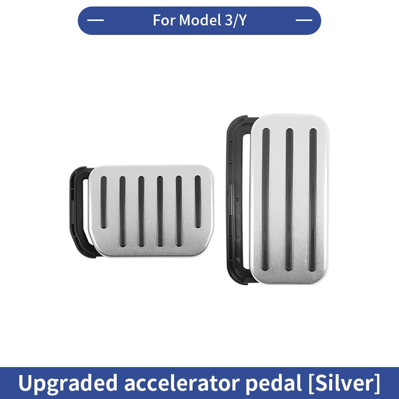 Tesla Pedal Covers by TESY in Black or Silver, Accelerator and Brake Pedal Styling with Slide-Rail Buckle Design for Compatible Model 3, Y and YL Vehicles