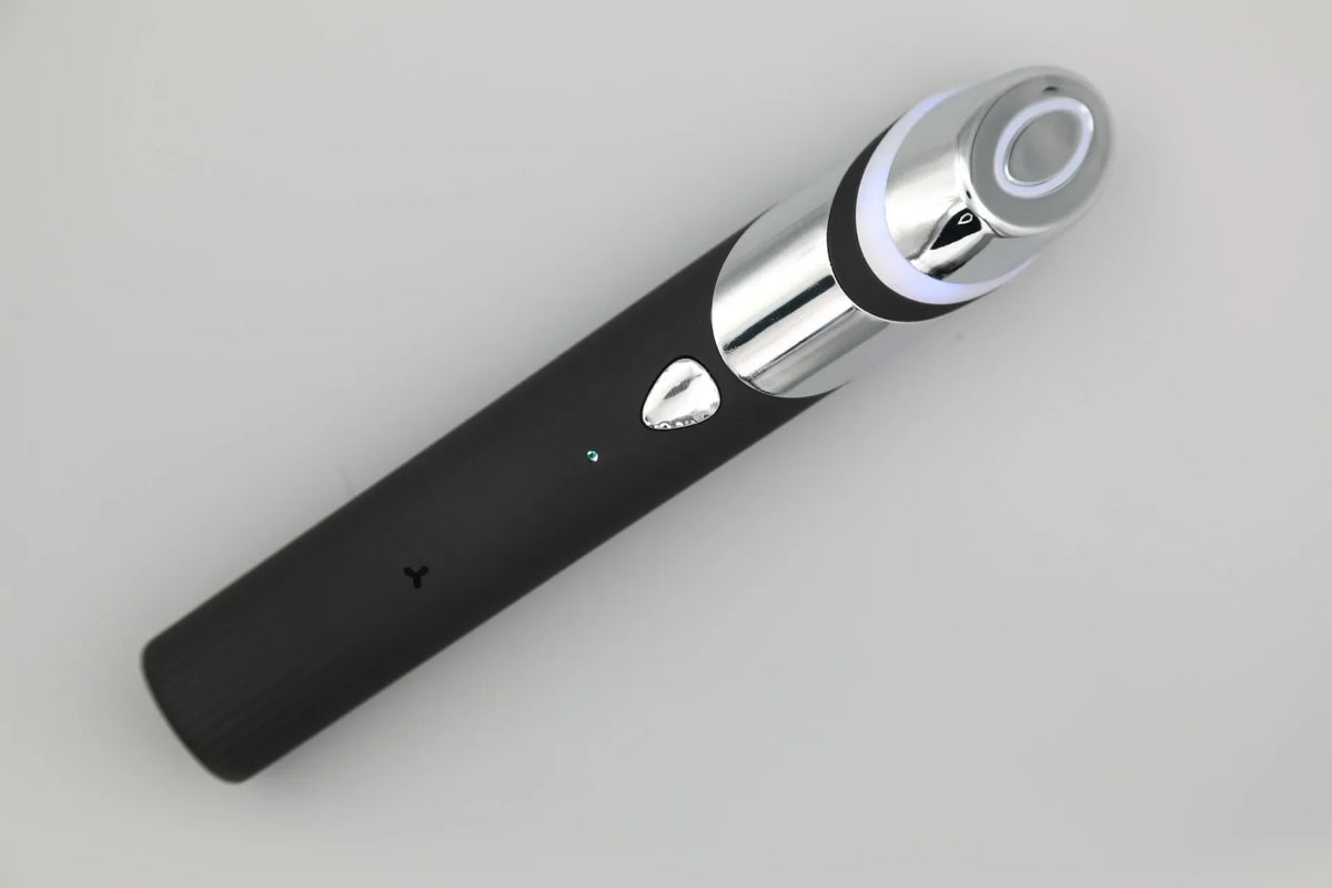 Touch-Activated Facial Care Wand with Rotating T-Bar Head, Black Rechargeable Beauty Tool with Listed Red Light, Warmth, Vibration and Microcurrent Functions
