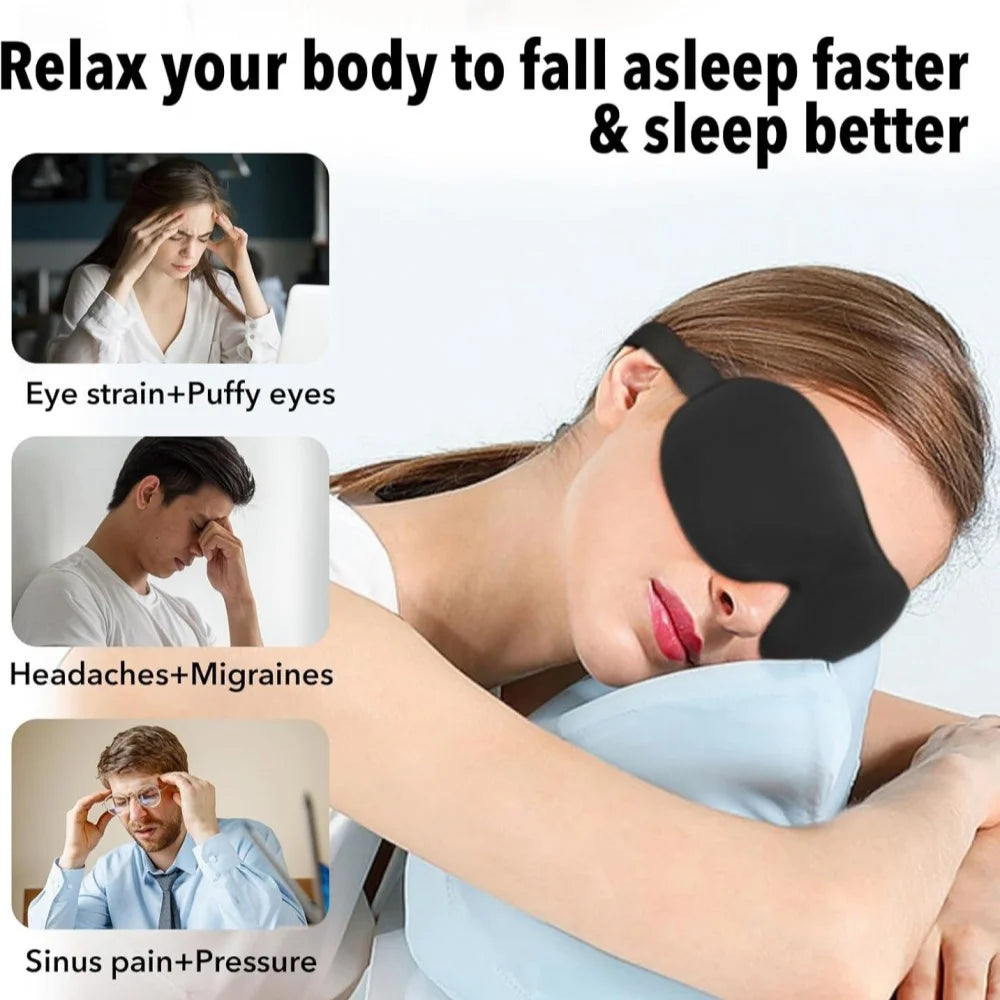 3D Memory Foam Sleep Mask with Soft Lightweight Eye Cover Design for Light Reduction During Home Rest, Daytime Naps and Seated Travel Breaks