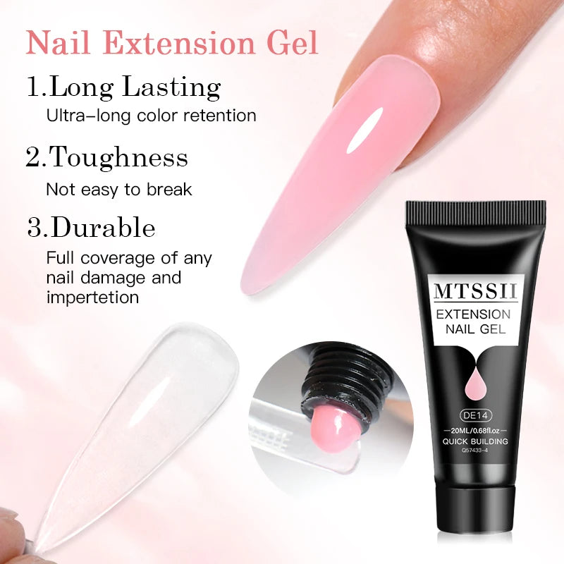Poly Nail Extension Gel Set by Mtssii, Listed 5-Piece 20ml UV LED Curing Gel with Eight Coded Options for Adult Nail Sculpting and Manicure Designs