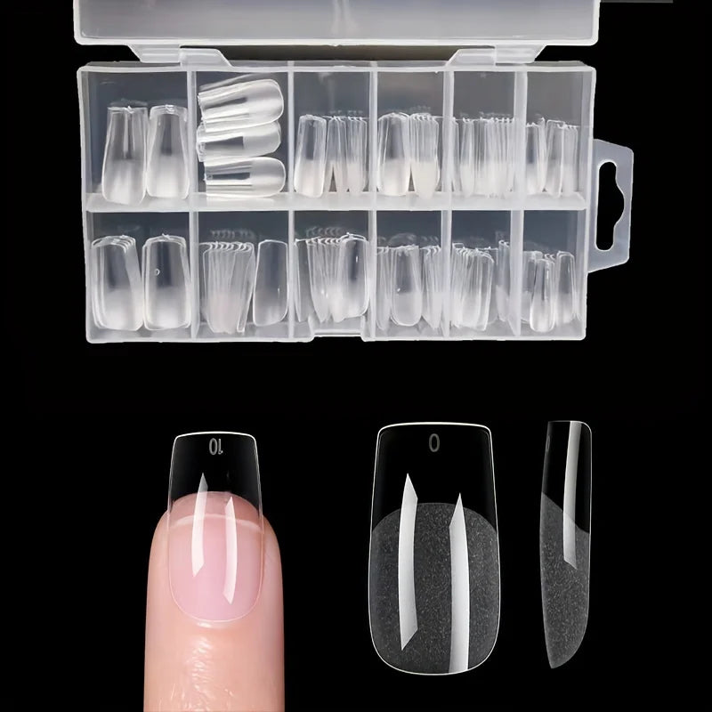 120-Piece Full Cover Nail Tips with Nine Selectable Style Labels, False Nail Extension Tips for Adult DIY Manicure Planning, Nail Art Practice and Custom Looks