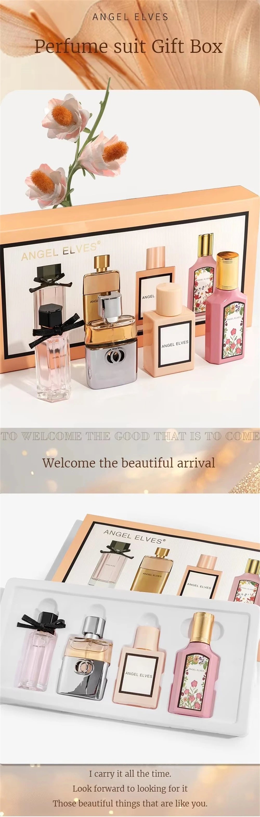 Four-Piece Floral Perfume Set for Women with Listed 30ml Spray Bottles, 120ml Total and Gift Box Reference for Everyday Fragrance and Special Occasions