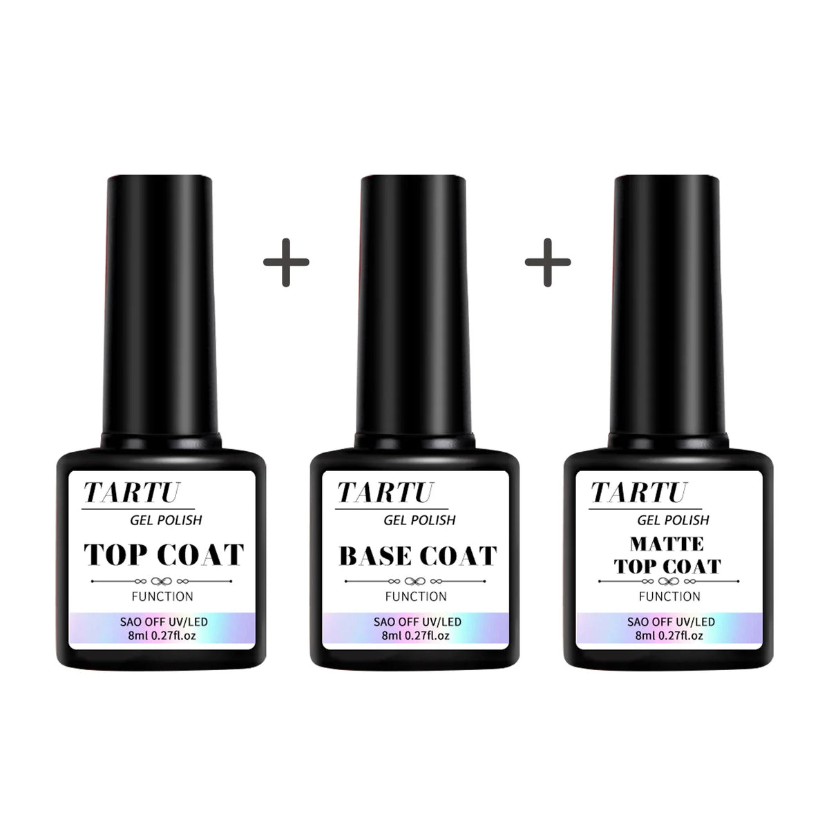 Gel Base and Top Coat, 8ml Soak-Off Nail Gel with Individual Base or Top Coat and Two- or Three-Piece Combination Options Including Matte for Adult Manicures