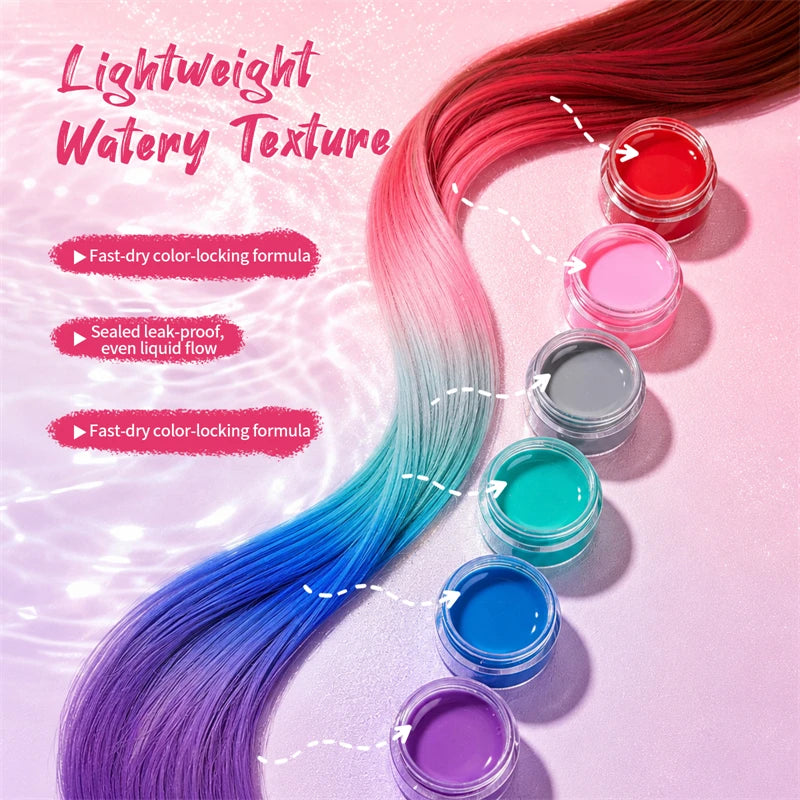 Temporary Hair Color Chalk for Washable Highlights, 10ml Single-Color and Six-Color Set Options for Halloween, Cosplay and Holiday Party Styling
